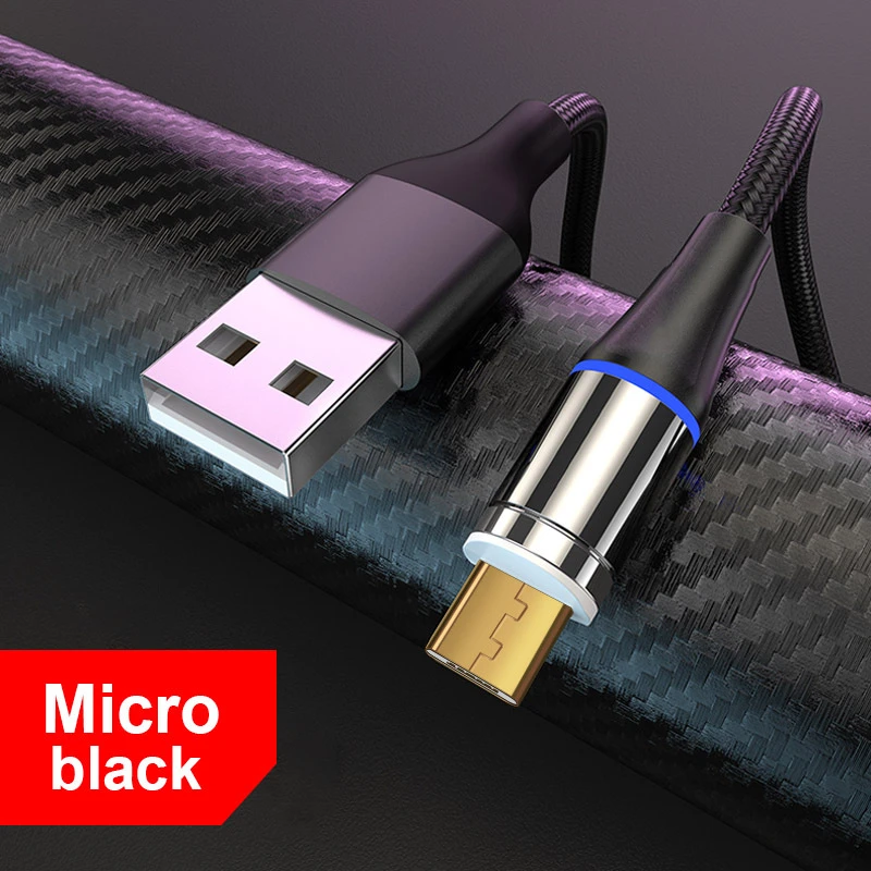 Базеур QC 3.0 3A Магнитный кабель быстрой зарядки с LED-подсветкой Type C Micro Usb для телефонов Xiaomi Huawei Fast Charging 2M on.