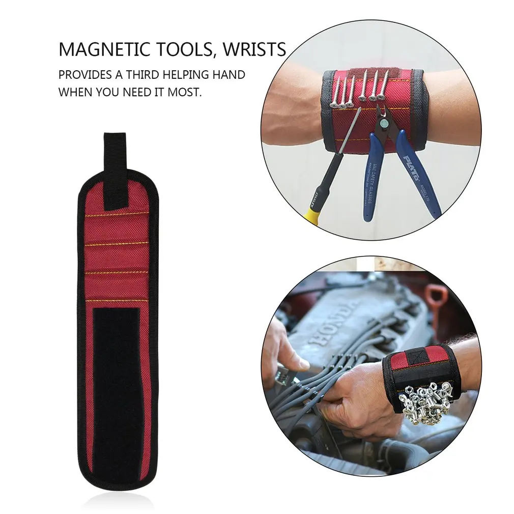 

Magnetic Wrist Support Band with Strong Magnets for Holding Screws Nail Bracelet Belt Support Chuck Sports Red Blue Black