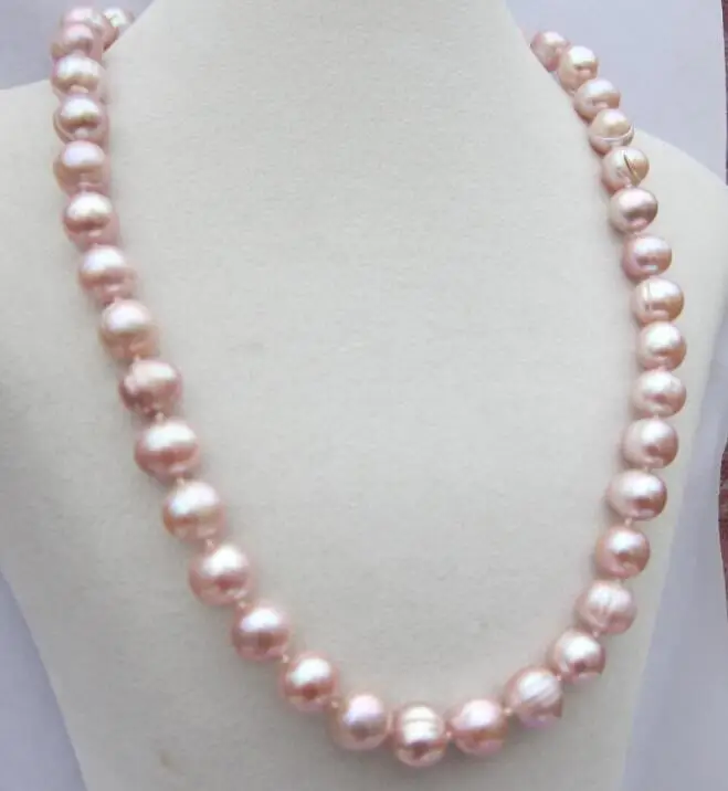 Bestellen 18 Zoll 10-11mm AAA Südsee Rosa Lila Natürliche Perle Halsketten 925 Silber Verschluss