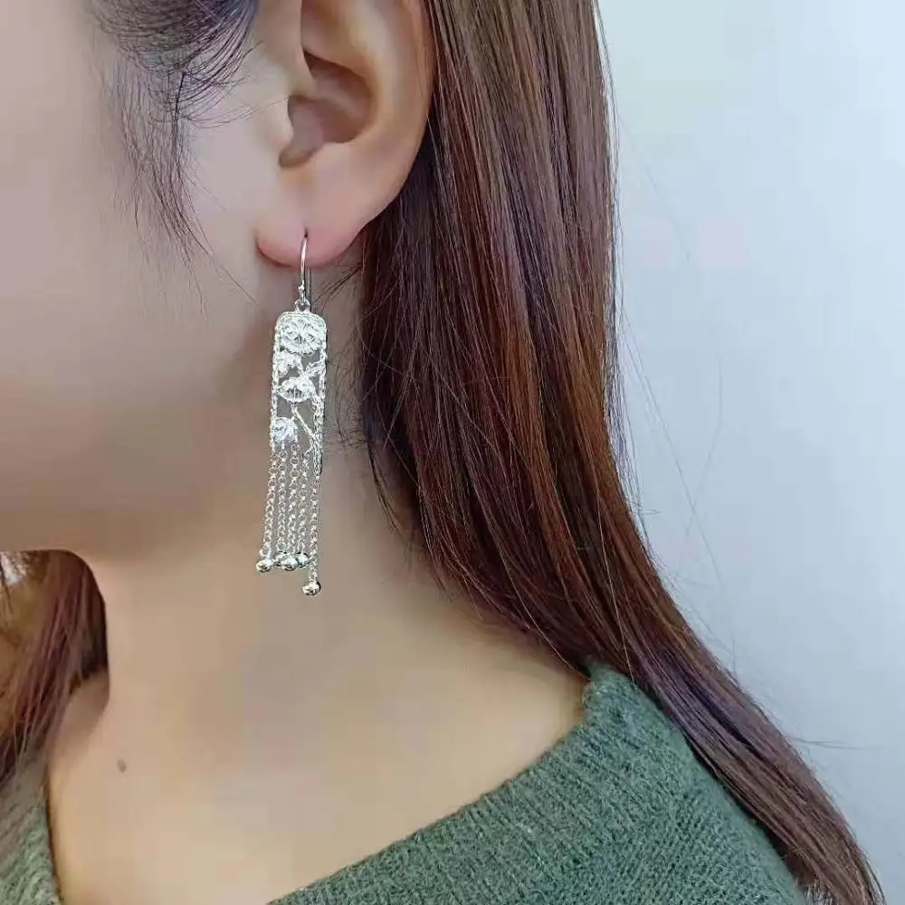 Серьги подвески женские из серебра 925 пробы с квадратными кисточками|earrings for|dropping