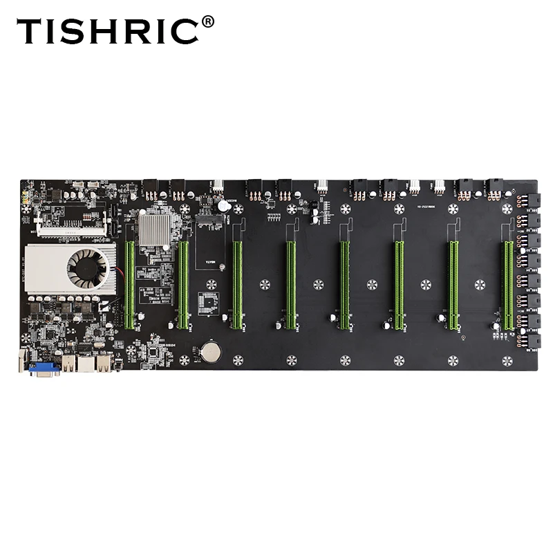 Материнская плата TISHRIC BTC-D37 16X для майнинга с поддержкой 8 GPU карт 6Pin PCIE 1600 МГц |