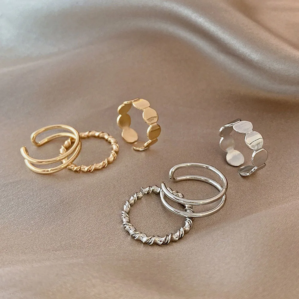 

3pcs Hiphop/Rock Metal Fashion Design Rings Opening Index Finger Sets for Women Jewelry Korean Version Joint Rings 2021