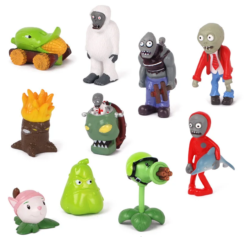 8 10pcs plant war zombie 2 toys doll cartoon solid pvc hand to do around doll car ornaments shatterproof gift free global shipping