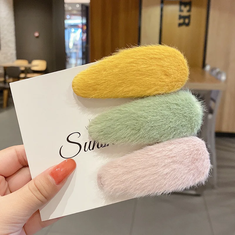 

3Pcs/Set Korean Ins Autumn Winter Plush Hairpin Female Wool Hairpin BB Clip Hairpin Hair Ornament Lamb Hair Headdress