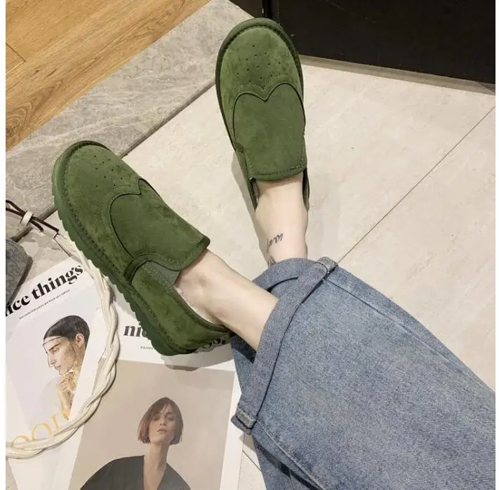 2021 Women Autumn Winter Flats Slip On Casual Cotton Shoes Warm Cozy Female Plus Size Loafers Snow Shoes Anti Skid Women's Shoes