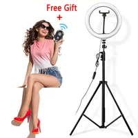 10 selfie ring light video live light dimmable led 26cm photography light ring lamp with 2m tripod stand for makeup youtube