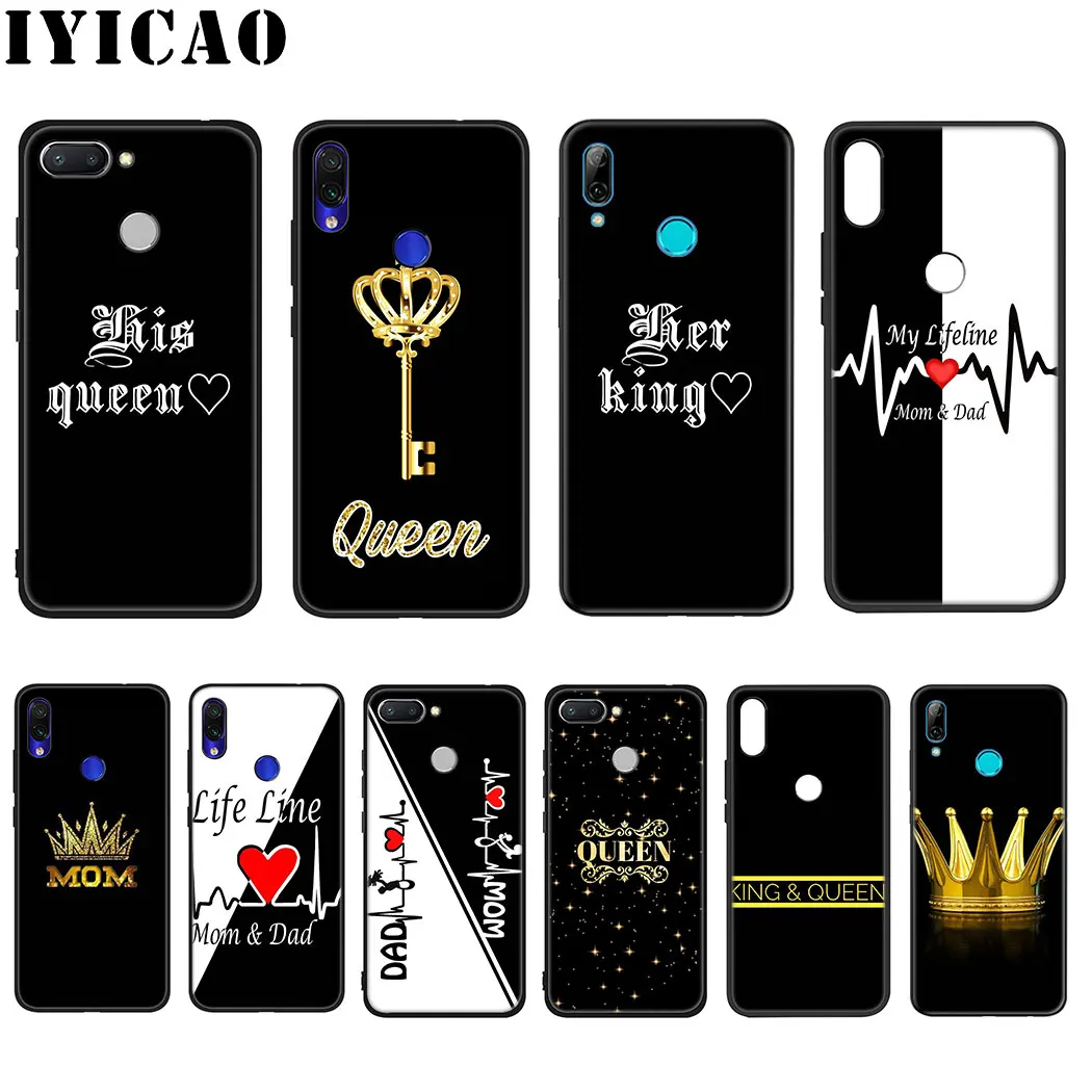 Мягкий силиконовый чехол King Queen DAD MOM для Xiaomi Redmi Note 5 6 7 8 Pro 8T 4X 5A Prime из ТПУ |