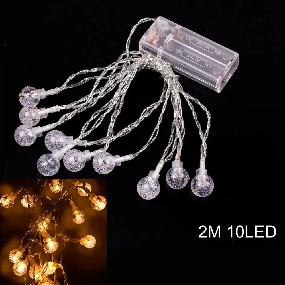 2M 10led bulbs 20 ротанговый шар светодиодный гирлянда сказочные огни Рождественская елка украшения Рождественский Декор теплое белое светодиодное освещение Декор год - Цвет: 2M 10led bulbs