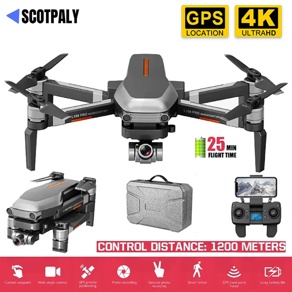 

Квадрокоптер L109 Pro 4K с GPS и камерой, двухосевой стабилизатор, Wi-Fi FPV Дрон с бесщеточным Мотором
