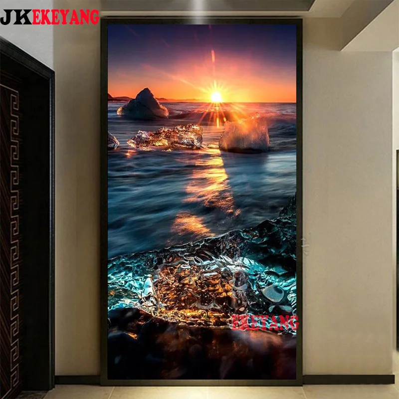 

Большой 5D Diy алмазная живопись рассвет на берегу моря Алмазная вышивка-мозаика стразами вышивка крестиком Y4268