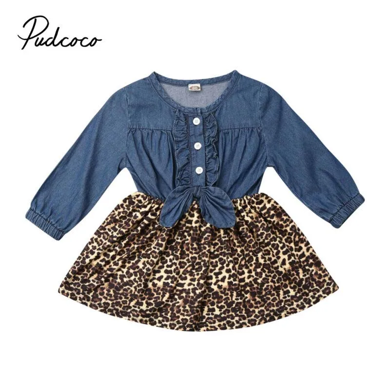 Одежда для малышей на весну и осень джинсовые платья-пачки принцессы с длинными