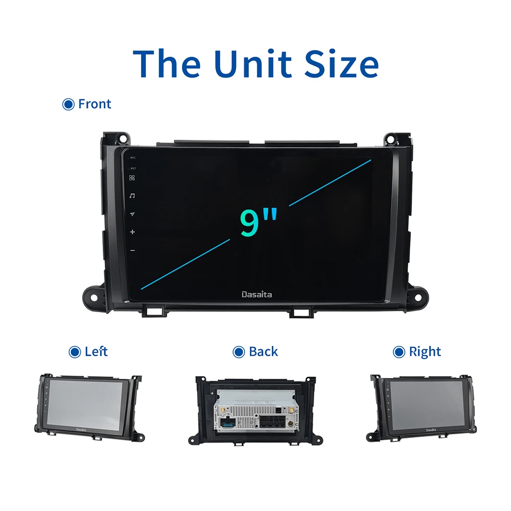

9" Multi Touch Screen 1 din Car Radio Android 10.0 for Toyota Sienna XL30 2011 2012 2013 2014 Bluetooth Carplay