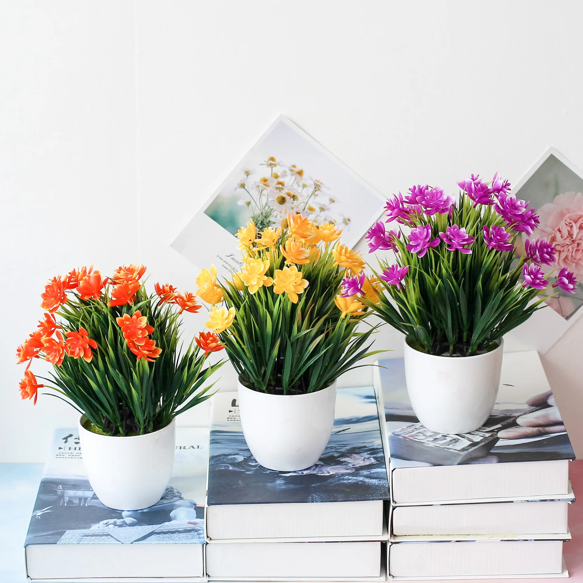 25x27 см искусственная зеленая трава с цветком лотоса в горшке бонсай для дома