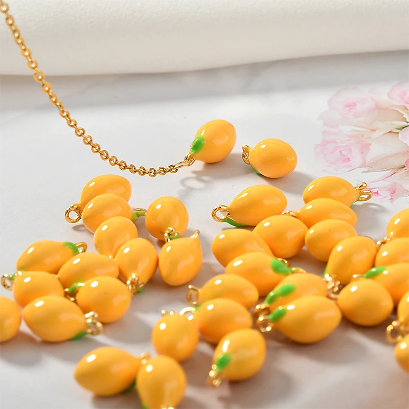 Трехмерные лимон капли кулон с маслом медное покрытие 18 К золото DIY серьги