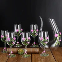 4 pcs set wine glasses enamel tulip wine glass wine decanter crystal glass wine glasses for drinking champagne glasses
