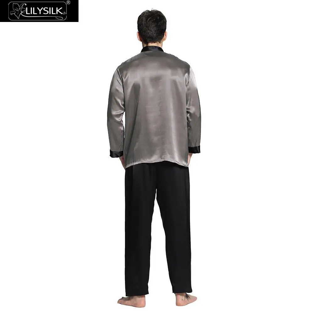 LilySilk набор шелковых пижам для мужчин ночная рубашка из чистого шелка с длинными