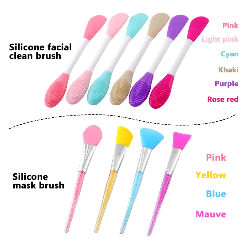 Набор силиконовых кистей для макияжа лица 4 мягких маски + 2 двухсторонних