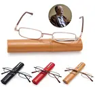 Компактные очки для чтения с зажимом для ручки, чехол с защитой от сисветильник, портативные легкие очки с прочностью + 10  + 40, новинка 2021