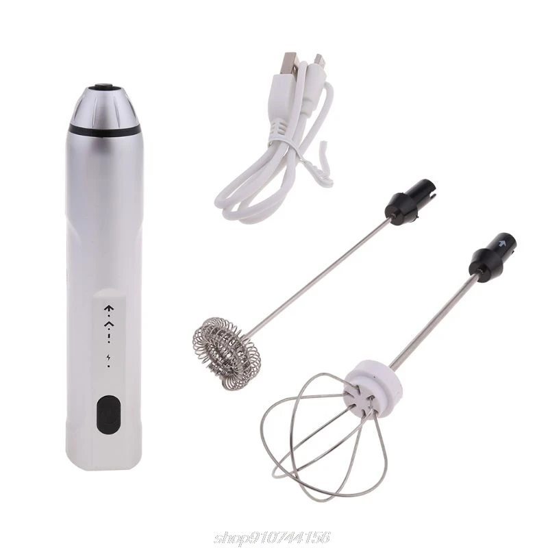 

USB Rechargeable Milk Frother Mixer 2 Whisk Handheld 3-Speed Milk Foamer For Cappuccino,Egg beater Mini Blender N16 20 Dropship