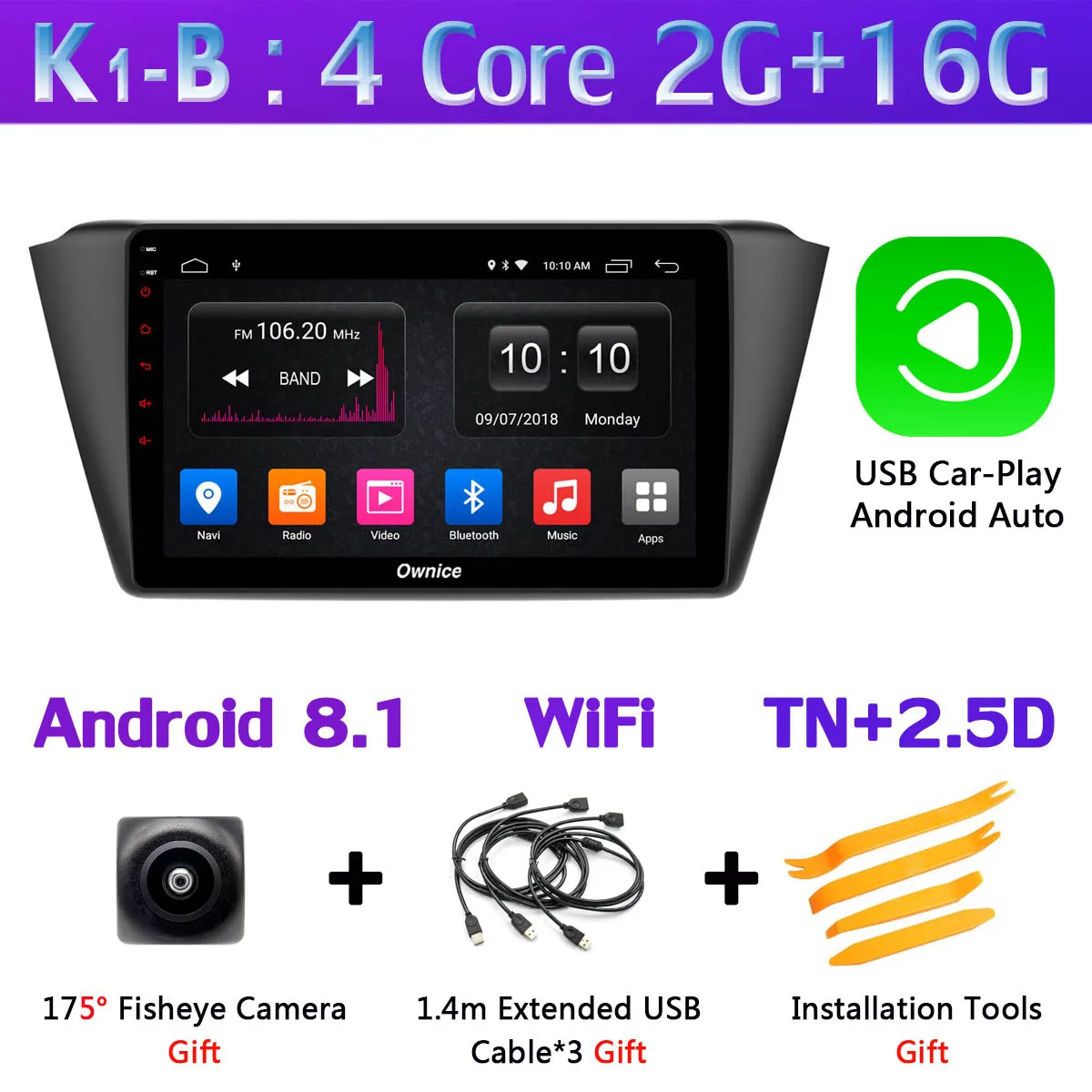 360 ° ×AHD панорамная камера 4G LTE Android 9,0 4 Гб+ 64 Гб DSP CarPlay Автомобильный gps радио плеер для Skoda Fabia mk3 - Цвет: K1-B-CarPlay