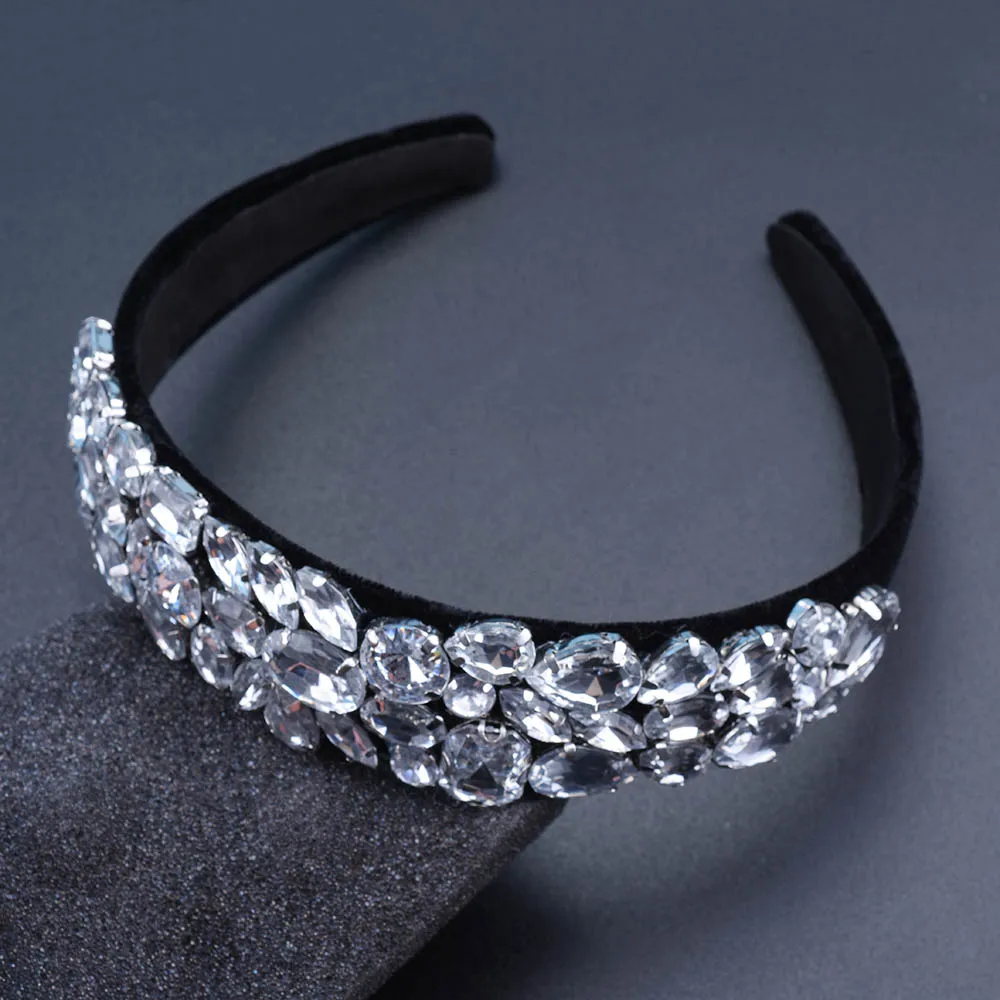 ZA Full Clear Stones Headbands Women White Rhinestone Hairbands Bridal Shining Hair Hoop Party Wedding Hair Accessories