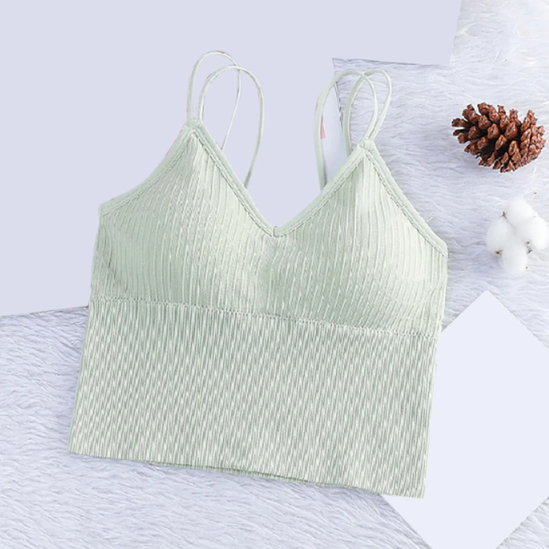 

Seamless Women's Vest Bra Sexy Wireless Crop Tops Bra Solid Beauty Back Camisole Brassiere Female Underwear High Quality