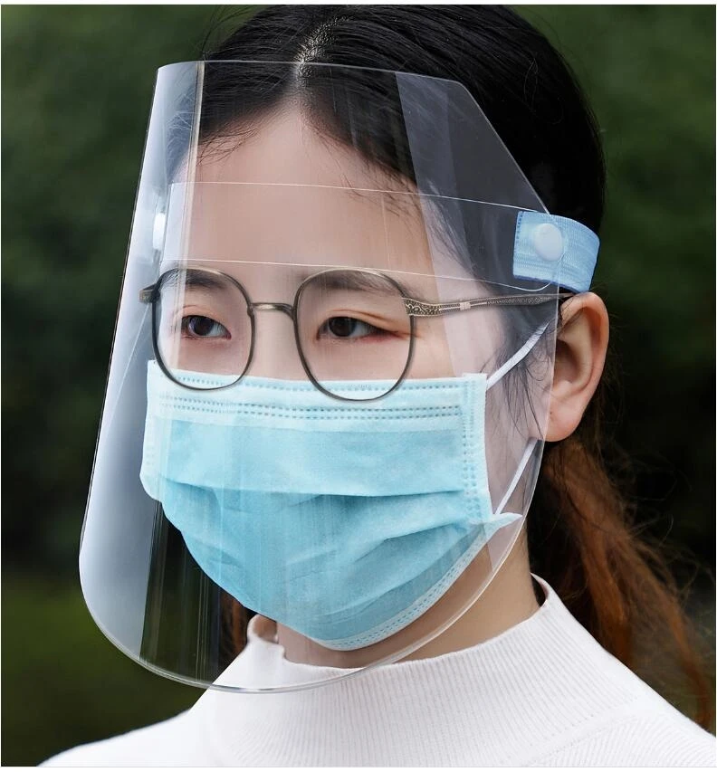 

2 pieces of protective mask transparent protective mask PET high temperature resistant spray resistant fog face protective mask