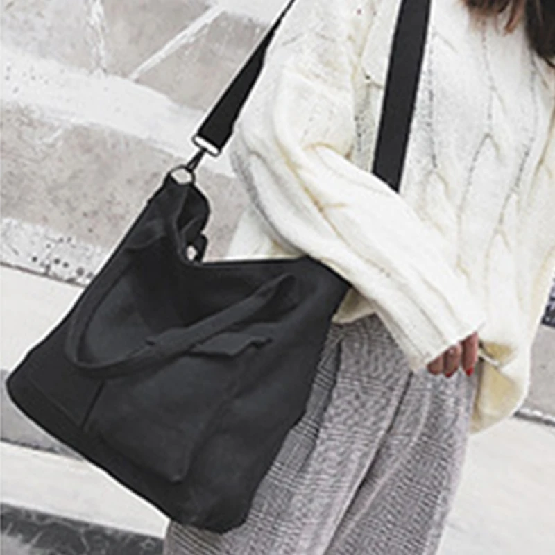 

Casual Women Large Capacity Canvas Bags Solid Color Retro Ladies Portable Eco Tote Bags 2022 Lady Shoulder Bags