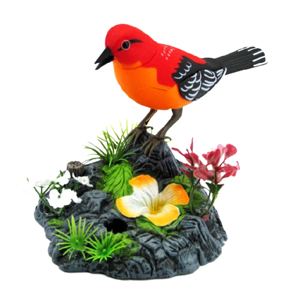

Simulation Singing Bird in Stump, Kids Voice Control Electronic Pet Toy, Home Garden Decoration