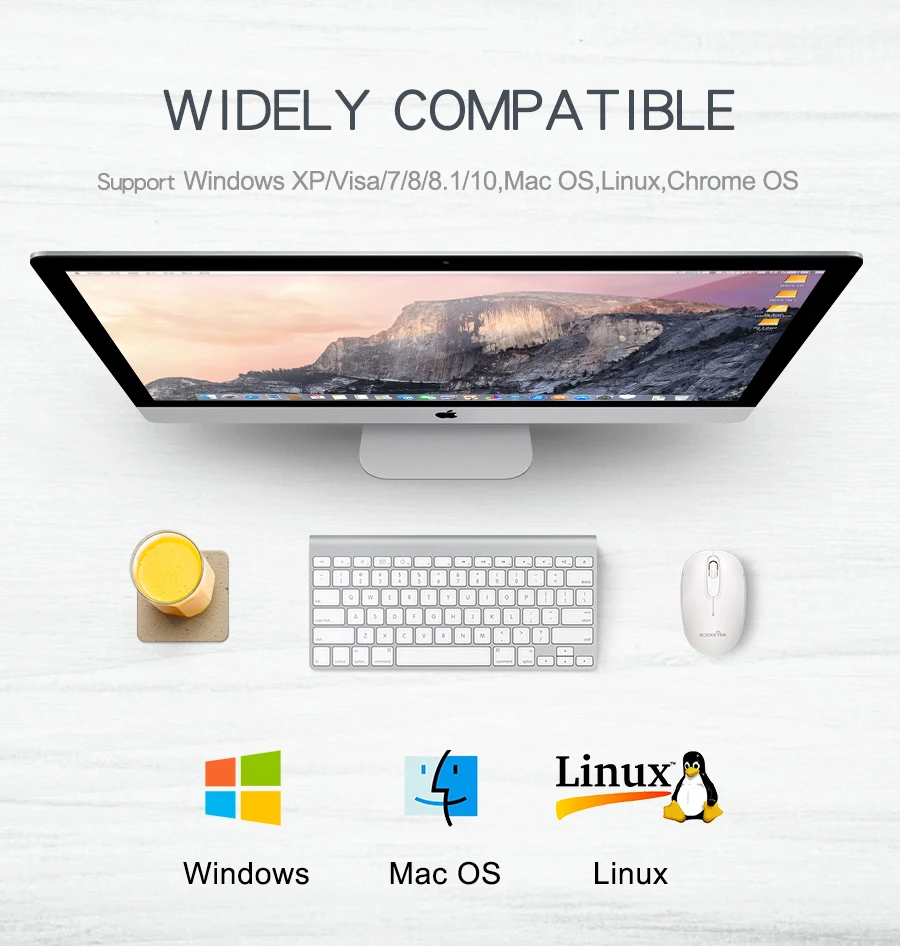 Rocketek USB беспроводная мышь 2,4G 1600 dpi 3 кнопки эргономичная Для imac pro macbook ноутбук ПК оптическая мини мышь Бесшумная