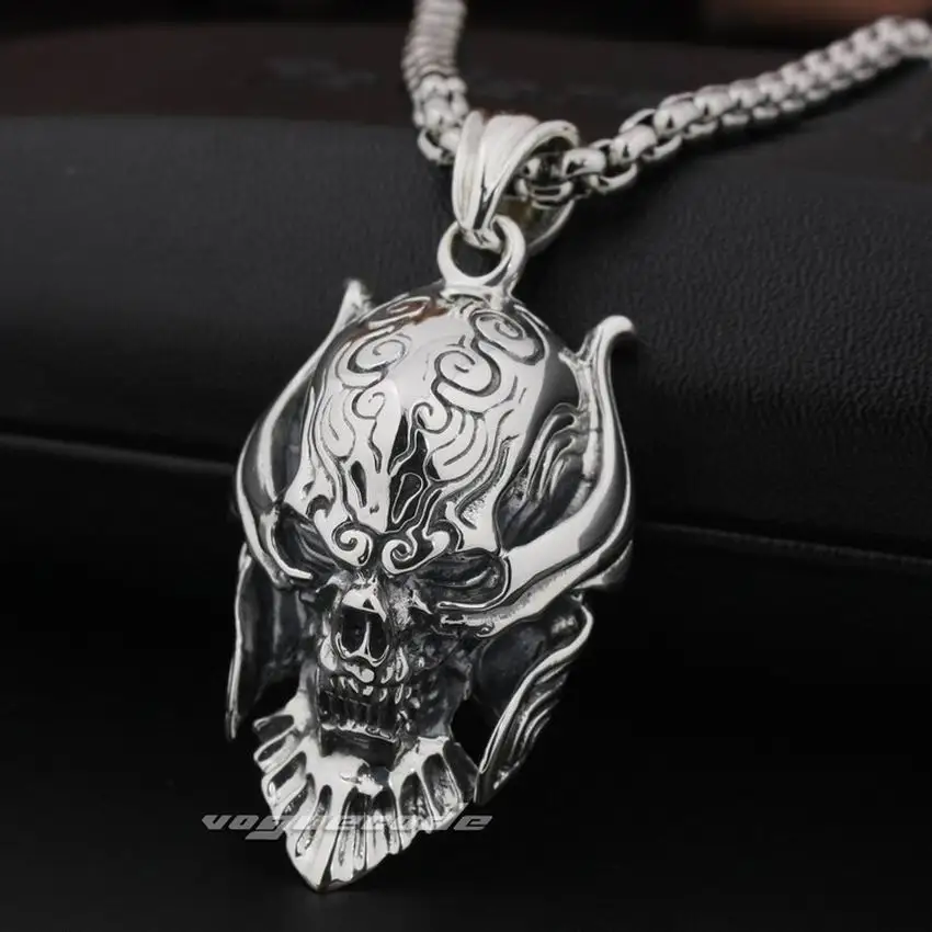 Женская серебряная подвеска в виде большой короли с черепом Мужская Байкерская