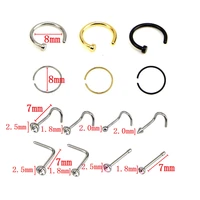 14pcsset rhinestone nose studs hoop c shape ring bone bar pin piercing jewelry