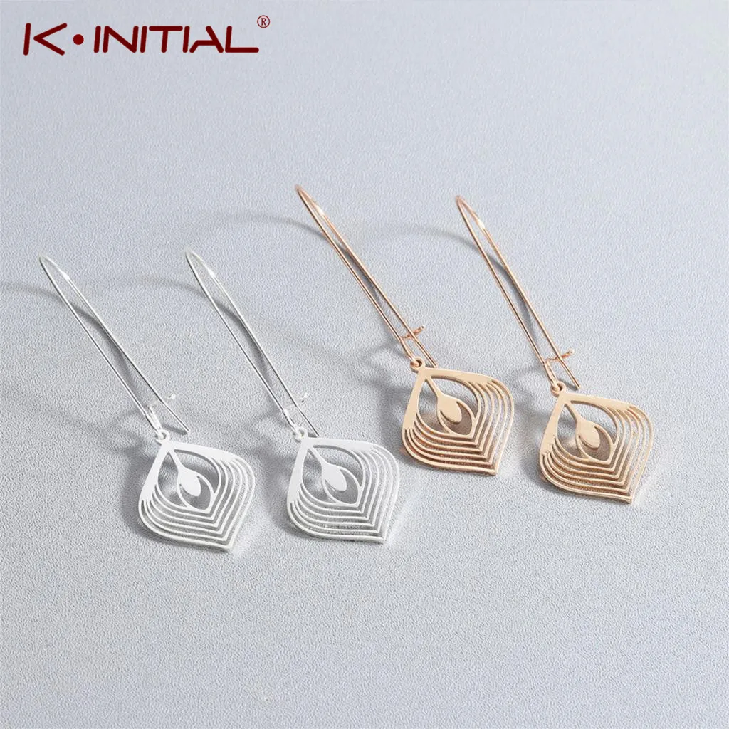 

Kinitial Geometric Long Earrings For Women Fashion Stainless Steel Dangle Drop Earring Statement Leaf Charm Jewelry Wholesale
