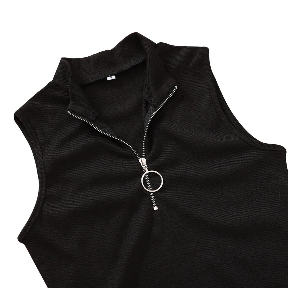 

Women Sexy Sleeveless Zipper Tank Top Vest Top Summer Fashion Solid Color Top for Ladies