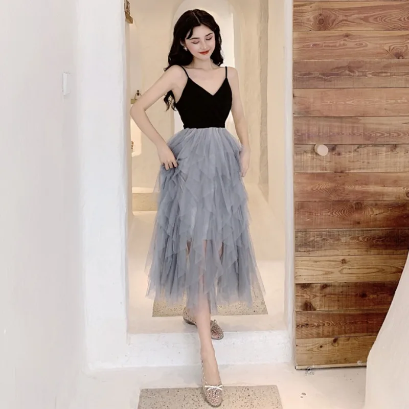 Высококачественное женское платье Летнее Длинное Платье на тонких бретельках