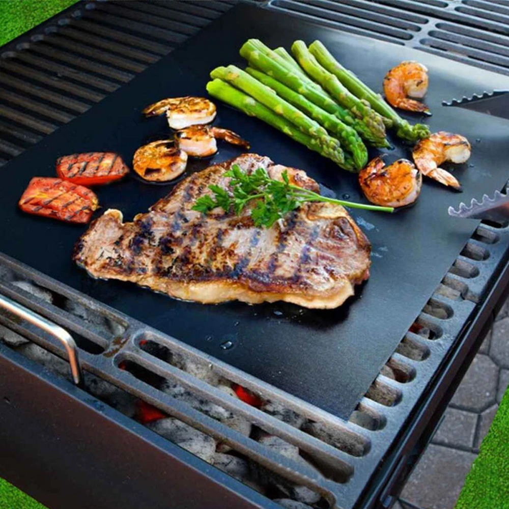 

2Pcs BBQ Grill Mat Barbecue Baking Non-stick Pad Reusable Cooking Plate 40*33cm for Party PTFE Gril Mat Tools Accessories
