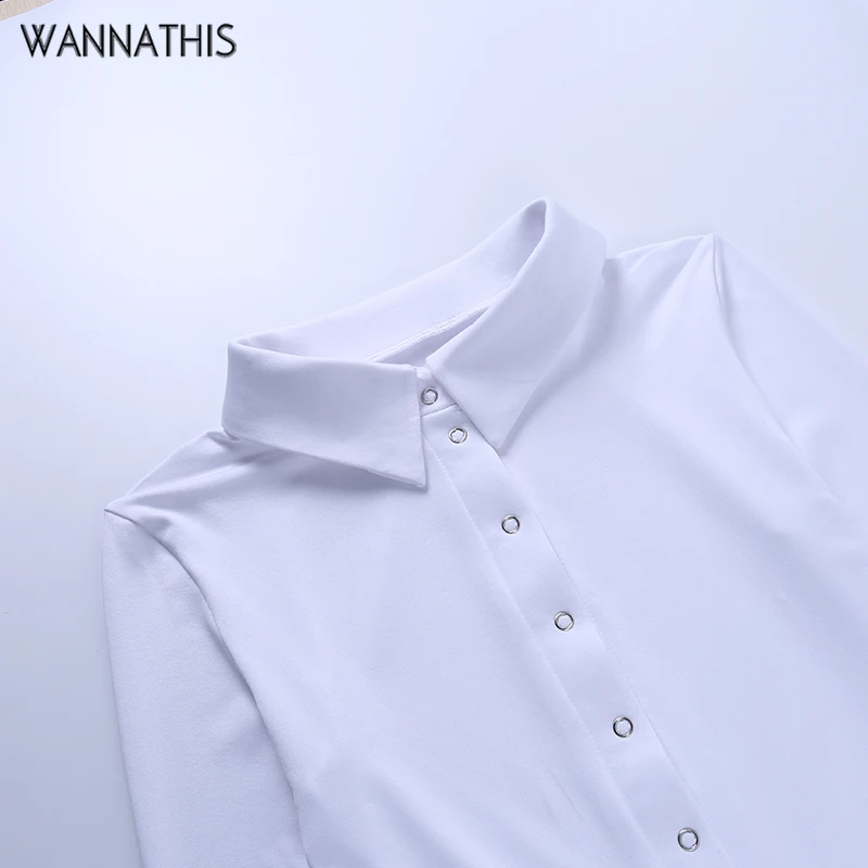 

WannaThis Sexy Bodysuit Women Long Sleeve Button Turn-down Collar Bodysuit Skinny Elastics Casual Knitted Solid Autumn2020 Women