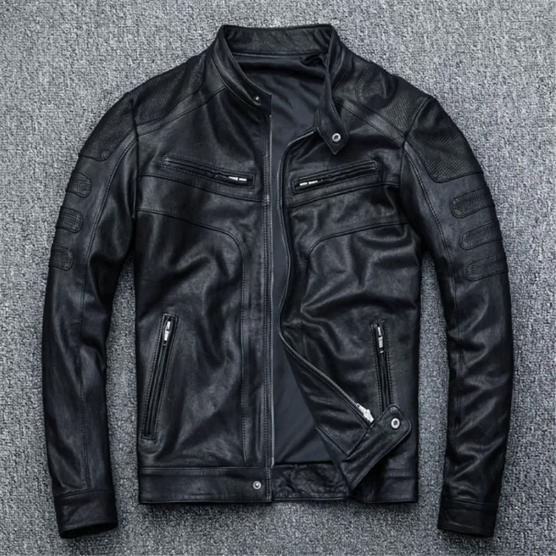 Куртка мужская демисезонная из дубленой кожи натуральная овечья кожа