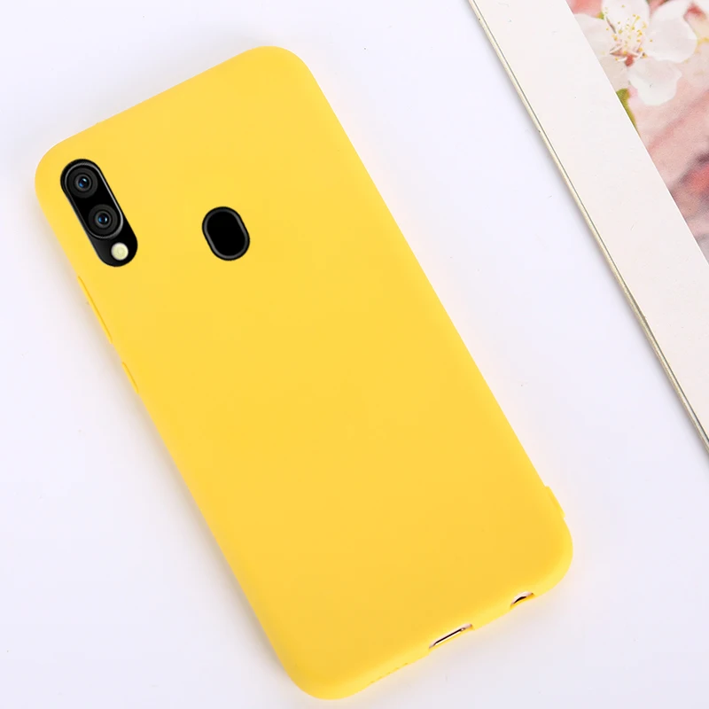 Цвет: желтый Твердые Карамельный цвет силиконовый чехол для samsung Galaxy A50 A30 A40 A10 A20 A70 M20 A7 A750 A20S A30S M30S A50S гелевый чехол-накладка - Цвет: Цвет: желтый