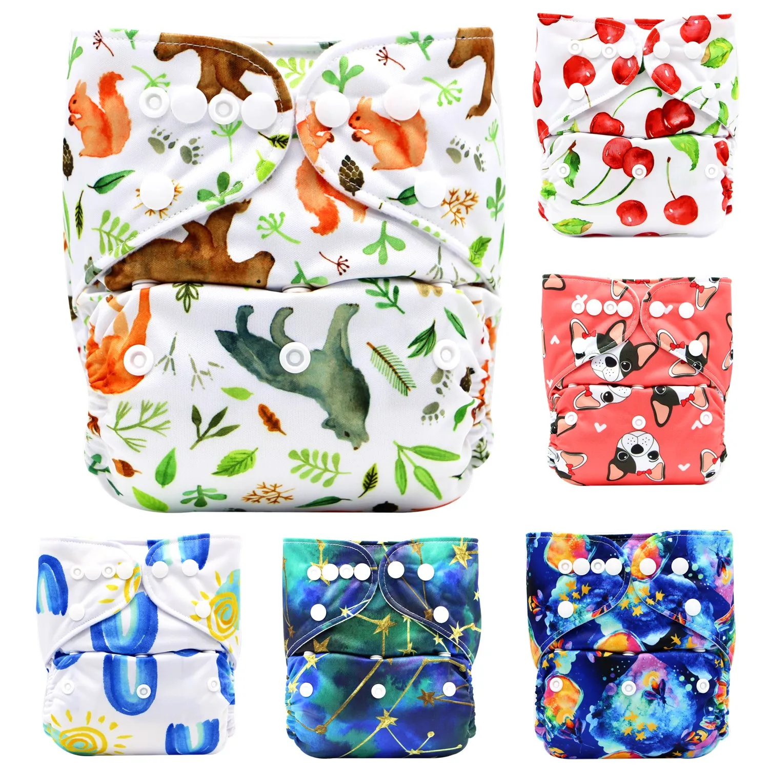 

Asenappy Reusable and Washable One Size Fits All Cartoon Prints Baby Cloth Diaper More than Hundreds Prints