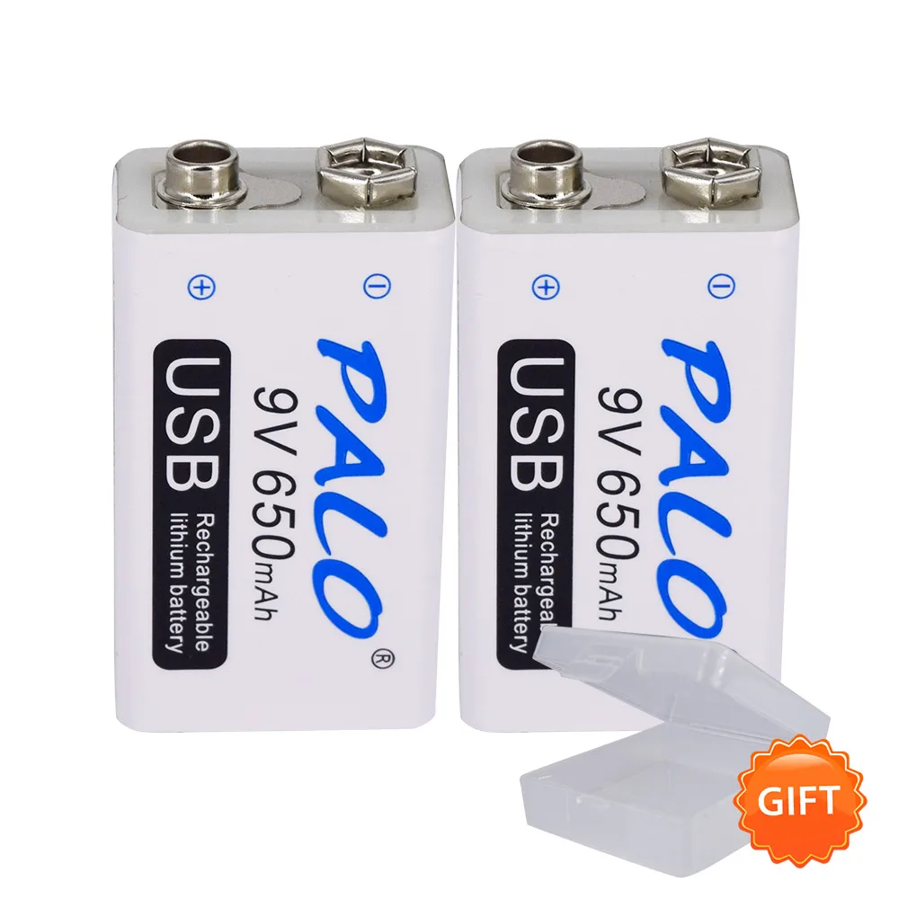 2 pcs battery PALO 9V USB аккумулятор 650mah перезаряжаемый микро usb 9V Lipo батареи для микрофона беспроводной микрофон гитара для эквалайзера дымовая сигнализация - Цвет: 2 pcs battery