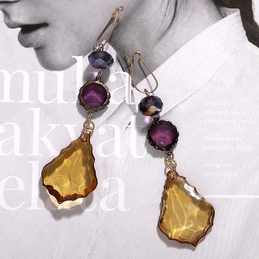 Геометрические длинные висячие серьги с кисточками для женщин Bijoux фиолетовый