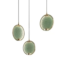 all copper led pendant lamp minimalist fashion greenpinkclear round glass hanging light for loft restaurant bar stair art deco