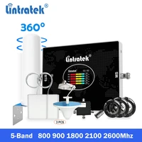 5 band 800 900 1800 2100 2600mhz cellular amplifier 2g 3g 4g lte signal booster repeater with 3 antennas for all operators