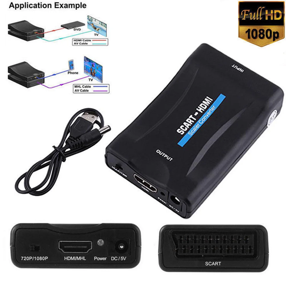 Из scart в HDMI MHL конвертер аудио видео адаптер для 1080P HDTV Skies Box STB аналоговый цифровой