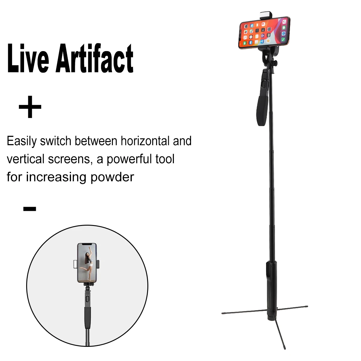 Portable Integrated Selfie Stick Tripod Live Stabilizer with Adjustable Double Fill Light Mobile Phone Bracket for Live / Video