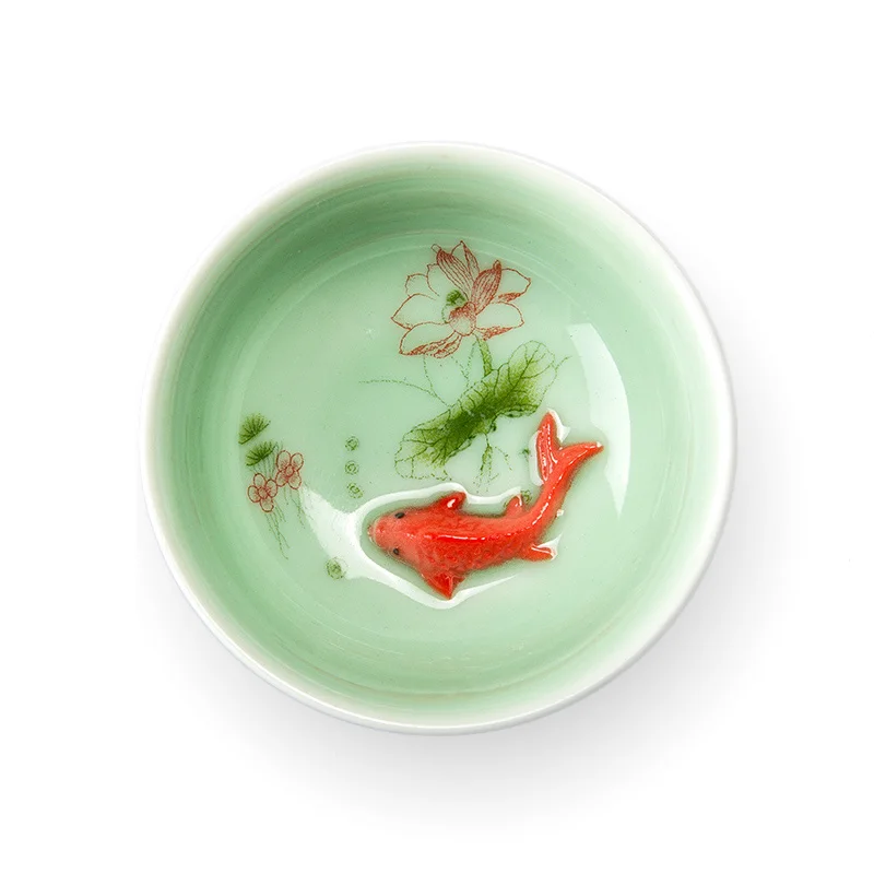 

Chinese Tea Cup Porcelain Celadon Fish Teacup Set Teapot Drinkware Ceramic China Kung Fu Tea Set Ceramic cup Chinese gift D042