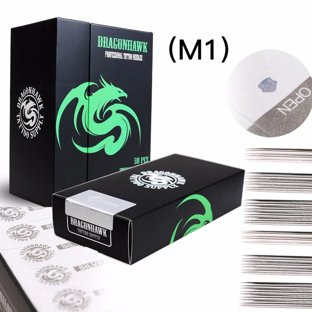 50 шт. M1 плетенные Magnum одноразовые иглы для татуировки Dragonhawk высококачественные серебряные стандартные иглы поставка татуировок
