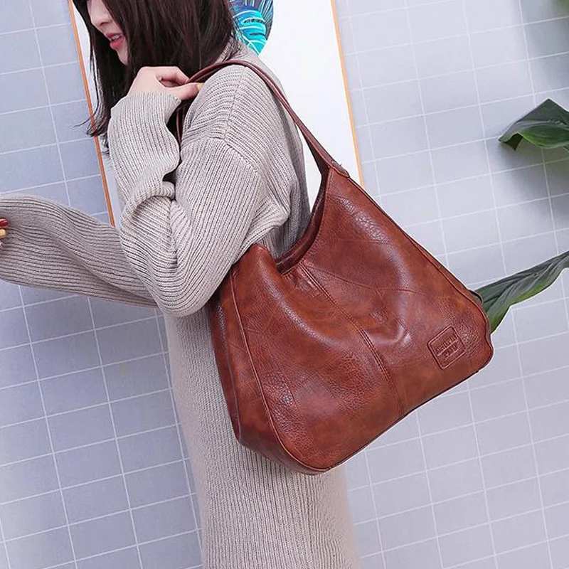 

Винтажная кожаная сумка, роскошные сумки 2021, женские сумки-тоут, модные брендовые Дизайнерские Сумки из искусственной кожи плечевая сумка-м...