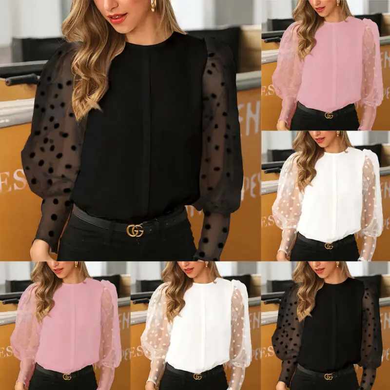 Женские топы в Корейском стиле 2019 прозрачные сетчатые Футболки с длинным рукавом